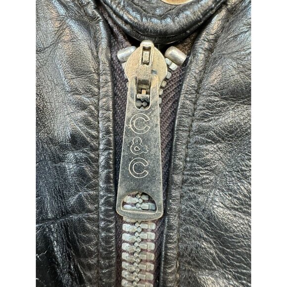 Leather Loft Mens Black Leather Jacket Size 40 With Zipper & Button Closure - Picture 4 of 16